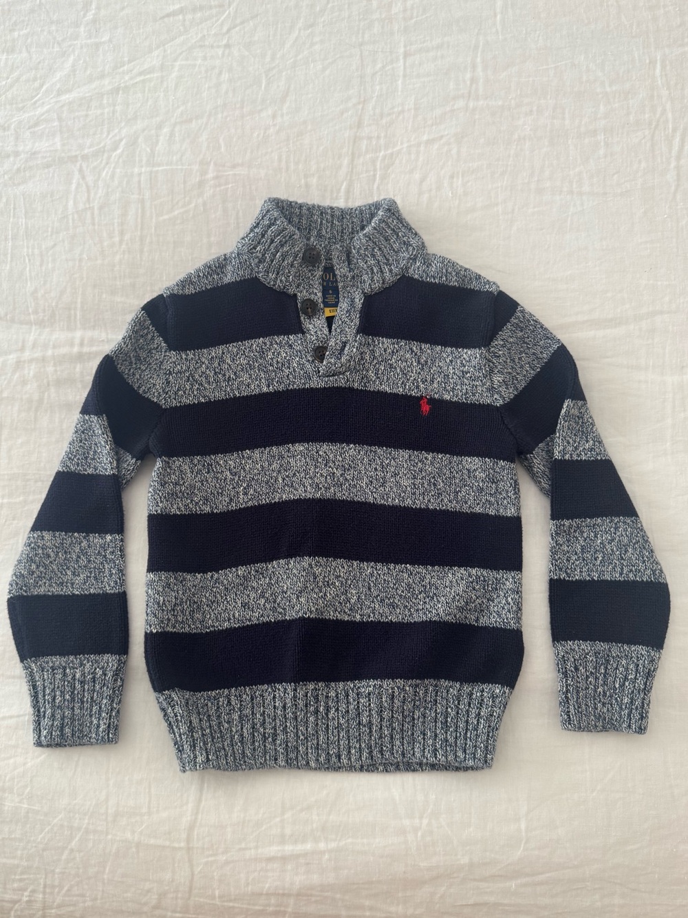 Navy and Heather Blue Striped Sweater